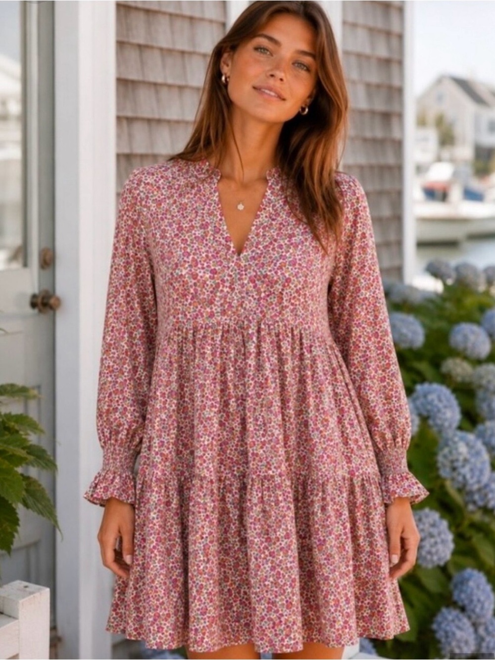Pomander Place Scarlet Ditsy Pink Floral Kenzo Dress Size XS Cottagecore